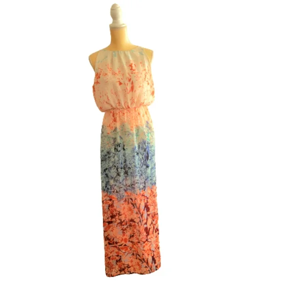 h&m colorful maxi dress H&M floral color block maxi dress size 6